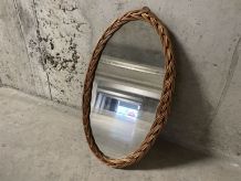 Miroir en osier années 70