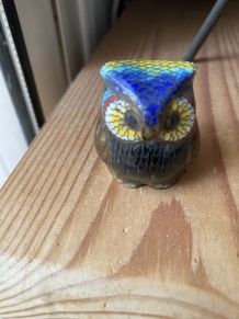 Chouette en cloisonné annees 80.