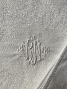 3 torchons en fil de coton damassé monogramme BN.