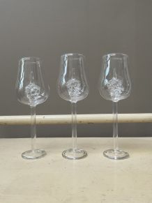 3 verres à pied cristal fait main