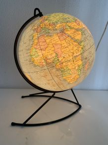 Globe vintage 1960 terrestre mappemonde Girard Barrère verre