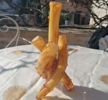 Vase soliflore tripode verre jaune