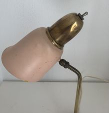 Lampe vintage 1950 style cocotte rose dorée bureau - 43 cm