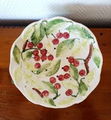 Coupe à cerises en barbotine vintage 