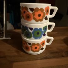 3 tasses a café lotus Arcopal