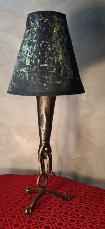 lampe 1970 acier forgé style brutaliste 50x20  elec ok