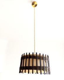 Suspension bois et toile de jute 1970 