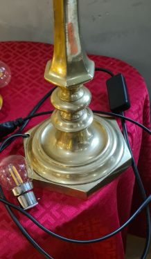 Paire lampe bronze ancienne art nouveau,   Abat jour verre 4