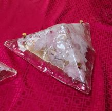 applique ou Lustre triangulaire 1970 en verre de Murano tran