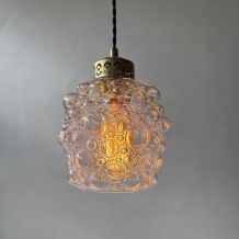 LOT 3 SUSPENSIONS VINTAGE EN VERRE BULLE