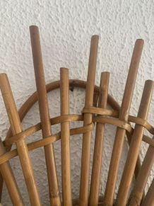 Miroir vintage 1960 soleil étoile asymétrique rotin osier - 