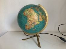 Globe terrestre vintage 1960 PVC JRO wechselbild mappemonde 