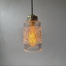 PAIRE D’ANCIENNES SUSPENSIONS EN VERRE VINTAGE