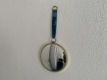 Miroir vintage 1960 oeil de sorcière velours turquoise solei