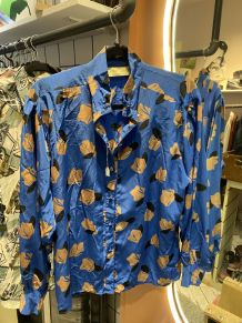 Chemise bleue à motifs vintage 