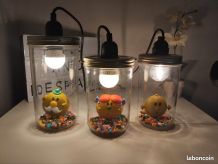 Ensemble de 3 lampes artisanales recyclage déco Monsieur Mad
