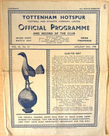 Rare Tottenham Hotspur v West Bromwich Albion,FA Cup 24.1.48