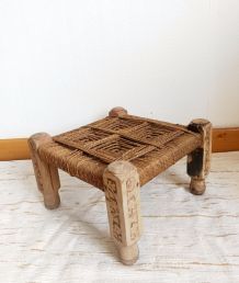 Tabouret indien ancien à cordages 