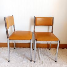 Paire de chaises Skaï et chrome 1970 