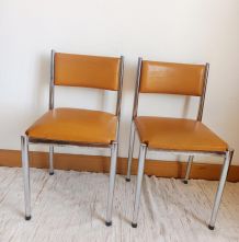 Paire de chaises Skaï et chrome 1970 