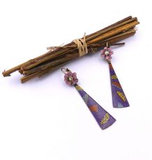 Boucles d'oreilles pendentif customisé et verni, émail