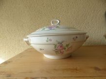 Soupière porcelaine année 1940 motif fleur