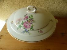 Soupière porcelaine année 1940 motif fleur