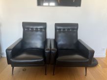 Fauteuils Club skaï vintage années 50/60