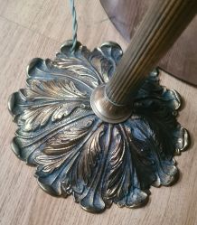 lampe de bureau 1920 bronze massif abat jour laiton , inter 