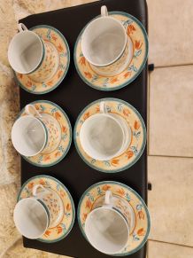 Ensemble de 6 tasses + soucoupes vintage Gallery