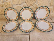 Lot de 6 assiettes plates vintage "Gallery"