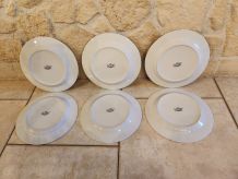 Lot de 6 assiettes plates vintage "Gallery"