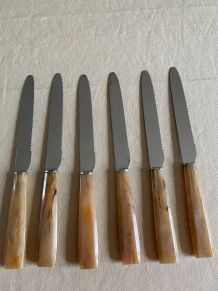 6 couteaux manche corne 