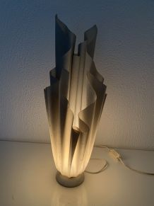 Lampe vintage 1970 Athéna Georgia Jacob drapée gris souris -