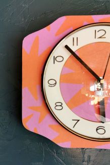 Horloge vintage pendule murale silencieuse Rose étoile orang