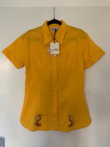 Chemise JC de Castelbajac manches courtes jaunes rétro 