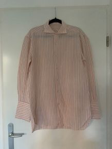 Chemise Kiton rose saumon à rayures rétro
