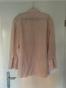 Chemise Kiton rose saumon à rayures rétro