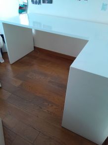 Ensemble bureau angle laque blanc tout Ebene