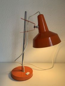Lampe vintage 1960 Monteuse Delmas bureau orange carotte  - 