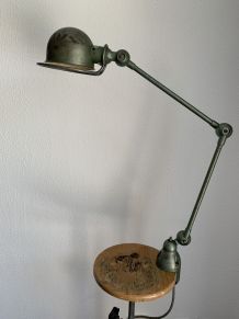 Lampe vintage 1960 Jielde 2 bras verte d'origine industriell