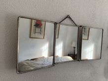 Miroir vintage 1900 triptyque barbier Le Solide Paris Art No