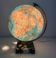 Globe vintage 1976 terrestre Taride verre marbre mappemonde 
