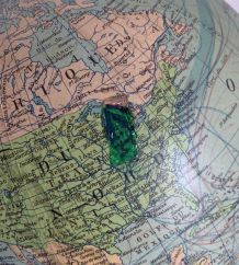Globe vintage 1950 terrestre verre Colomb édition politique 