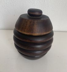 Pot à tabac vintage 1930 tabatière bois sculpté pipe - 15 x 