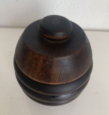 Pot à tabac vintage 1930 tabatière bois sculpté pipe - 15 x 