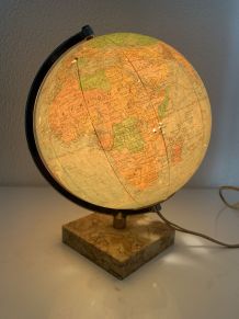 Globe vintage 1960 terrestre verre Perrina marbre mappemonde