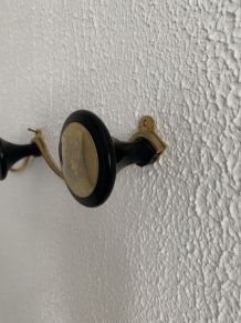 Portemanteau vintage 1960 mural doré noir 3 patères - 45 x 7