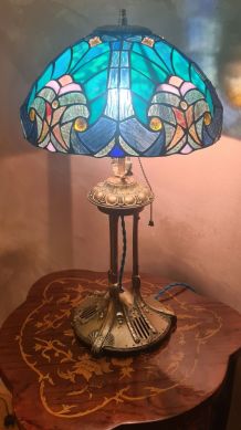 Lampe ancienne regule patiné bronze art nouveau   abat jour 