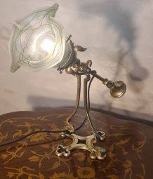  lampe a bascule laiton avec tulipe verre art nouveau loeste